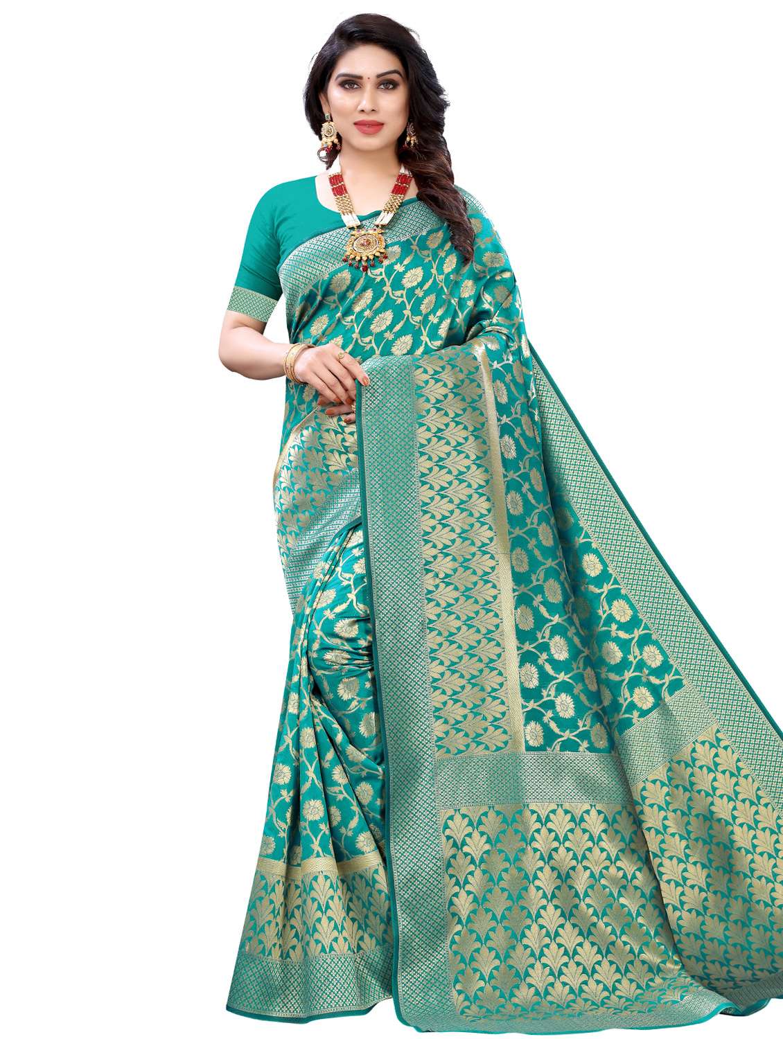 jacquard banarasi saree with blouse - 17687811 - Zoom Image - 0