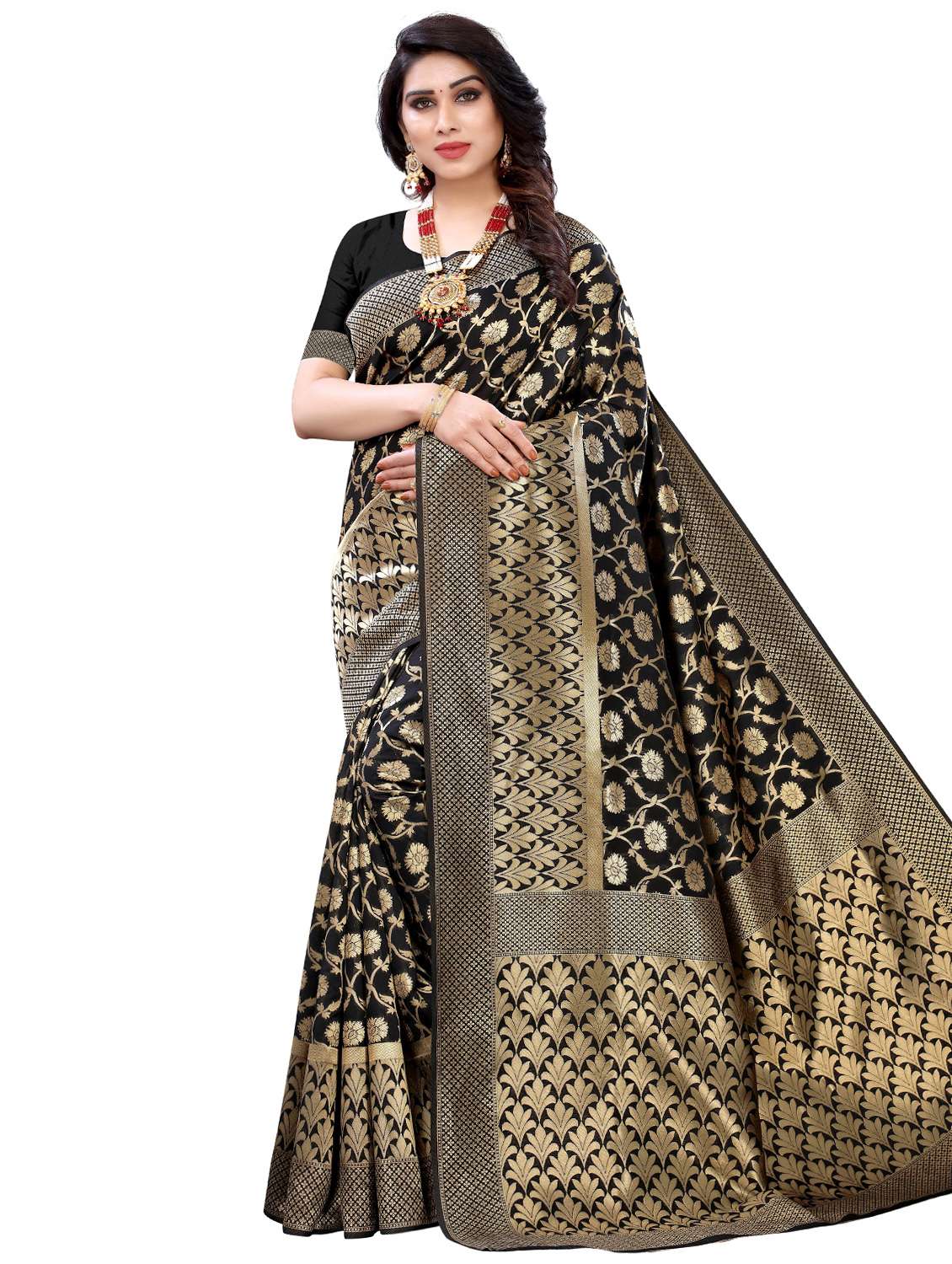 jacquard banarasi saree with blouse - 17687816 - Zoom Image - 0
