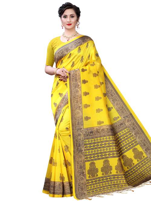 yellow art silk mysore saree - 17687841 - Standard Image - 0