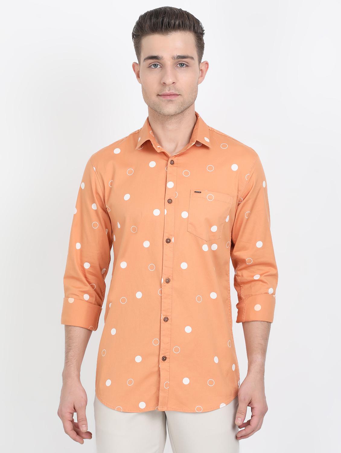 orange polka dots casual shirt - 17688041 -  Zoom Image - 0