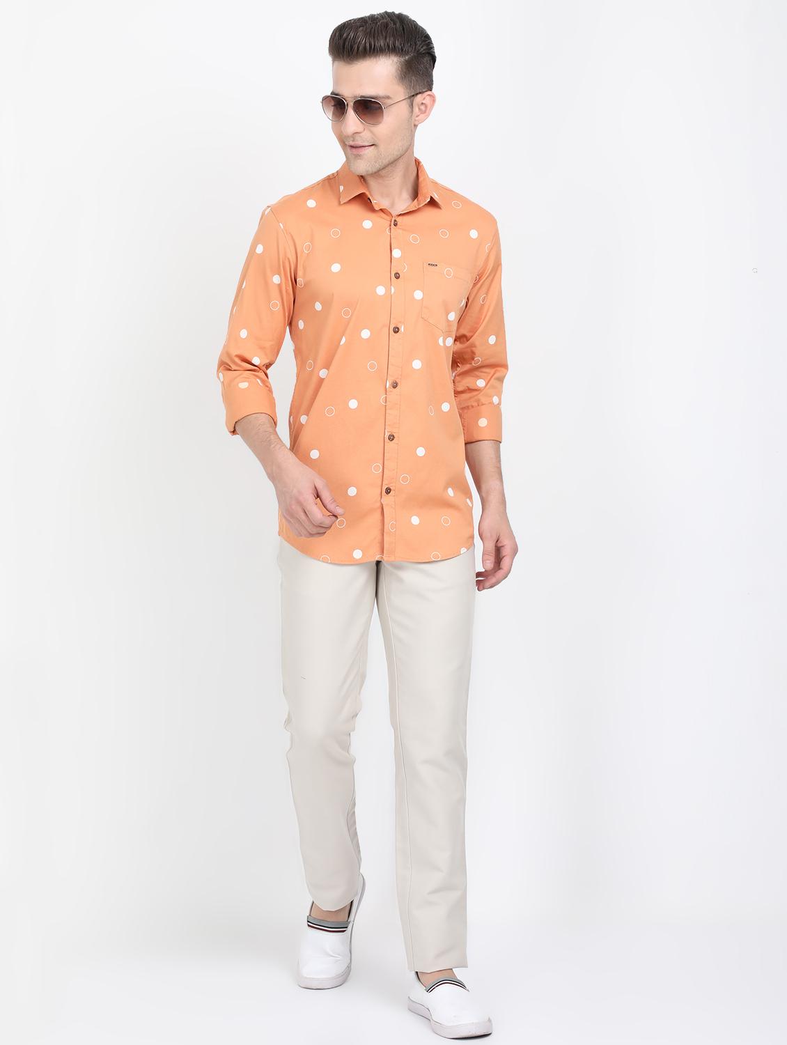 orange polka dots casual shirt - 17688041 - Standard Image - 3
