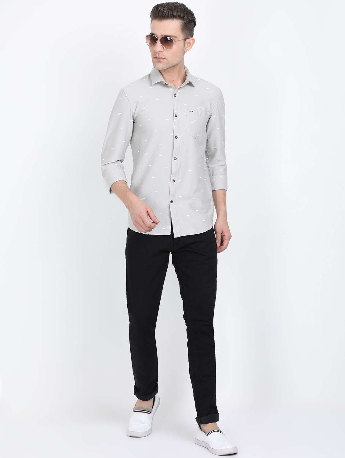 grey printed casual shirt - 17688043 -  Standard Image - 3