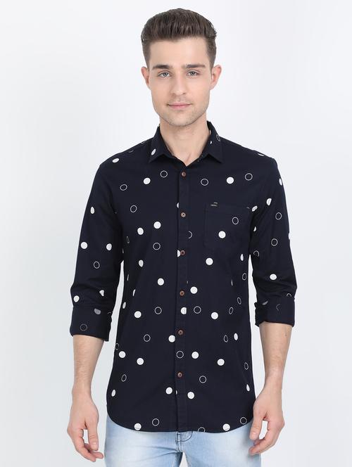 dark blue polka dots casual shirt - 17688044 -  Standard Image - 0