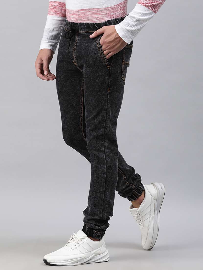 black light washed denim jean