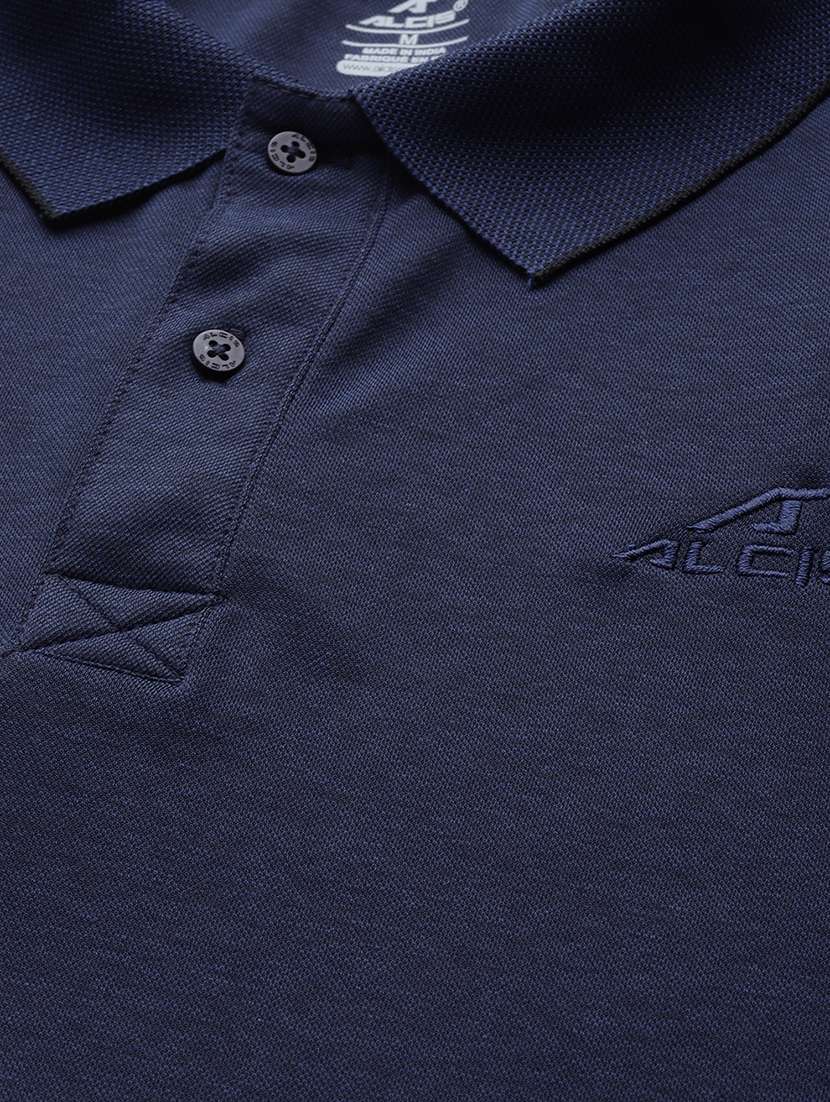 navy blue solid polo t-shirt - 17689065 -  Standard Image - 3