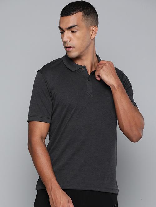 grey solid polo t-shirt - 17689068 -  Standard Image - 0