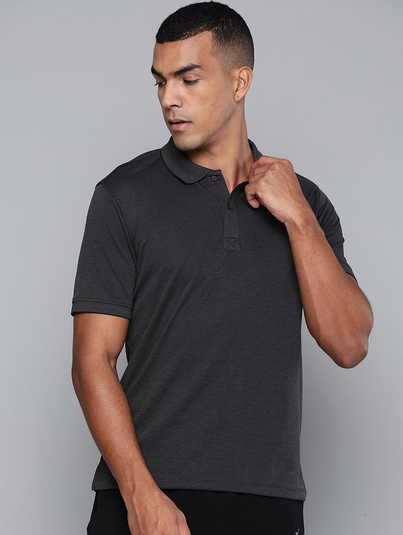 grey solid polo t-shirt - 17689068 -  Zoom Image - 0