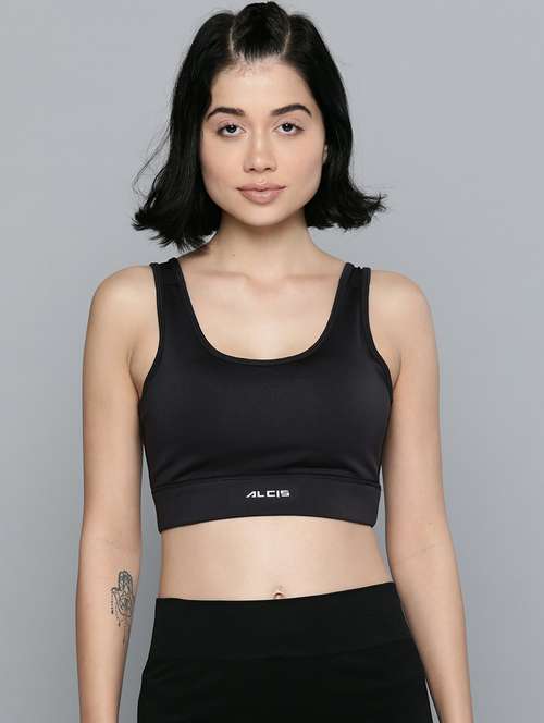 black cut out back sports bra - 17689070 -  Standard Image - 0