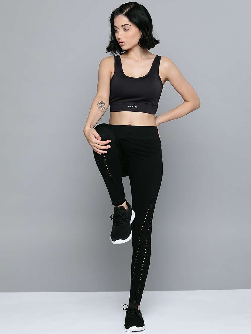 black cut out back sports bra - 17689070 - Standard Image - 3