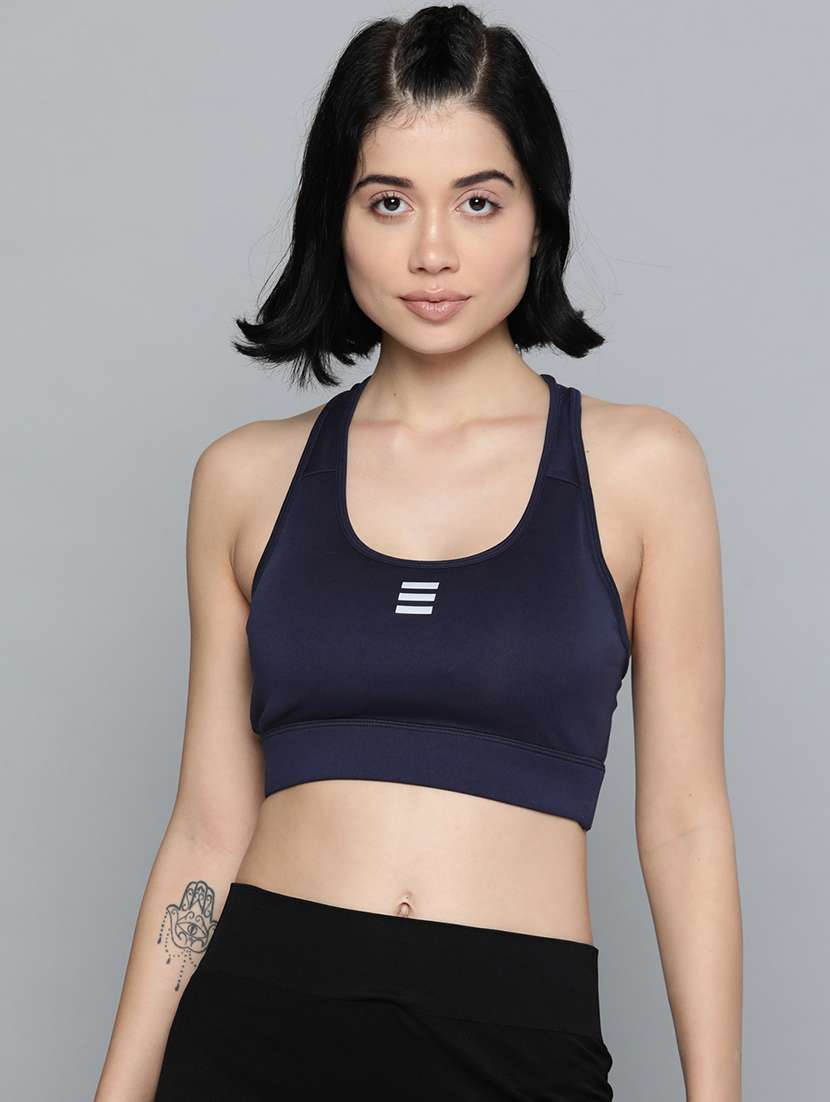 navy blue cut out back sports bra