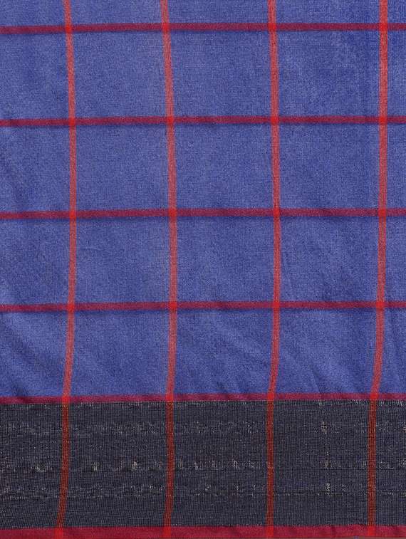 checkered woven saree with blouse - 17689279 - Standard Image - 3