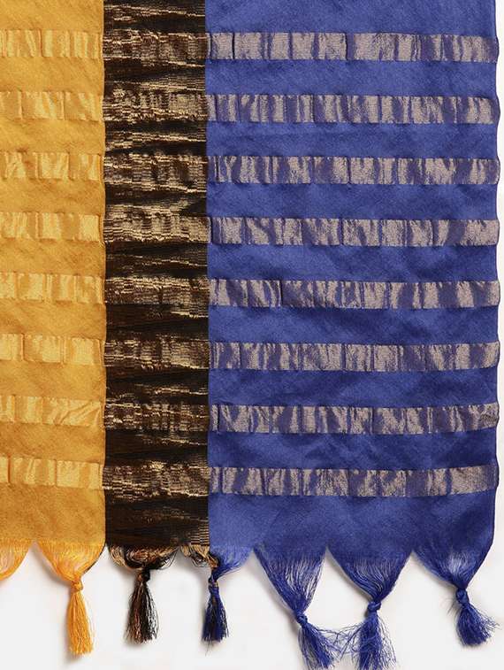 mustard woven saree with blouse - 17689305 -  Standard Image - 3