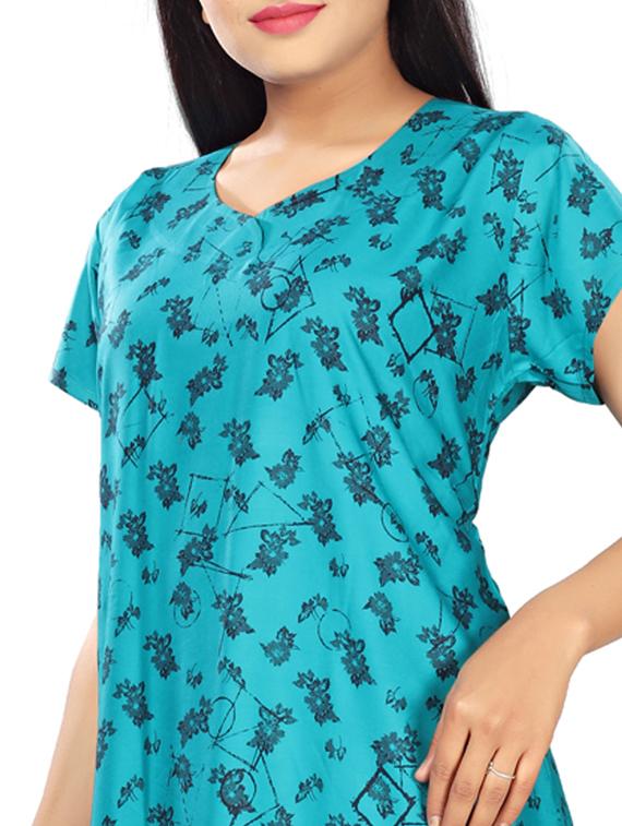 round neck printed nighty - 17690474 - Standard Image - 3