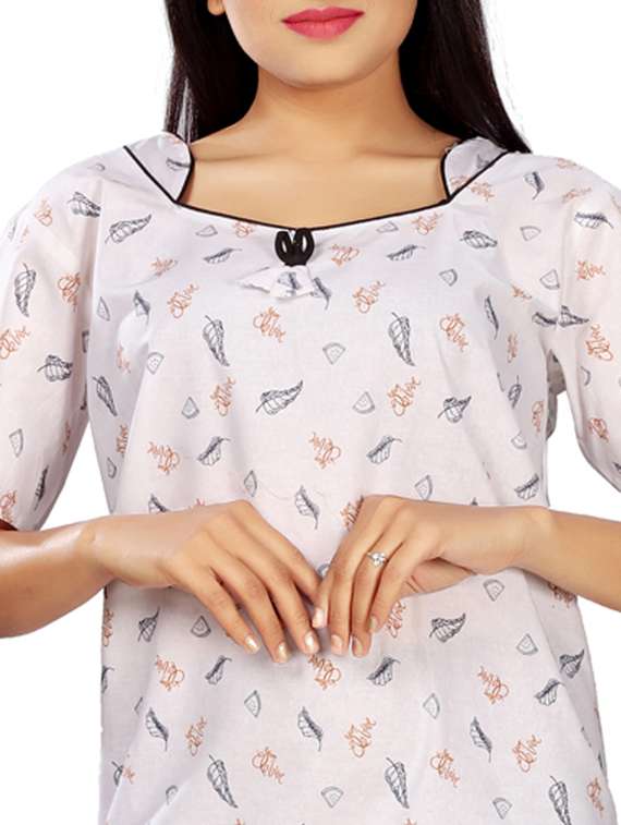 square neck printed nighty  - 17690496 -  Standard Image - 3