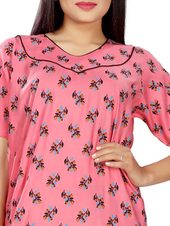 v-neck printed nighty  - 17690501 -  Standard Image - 3