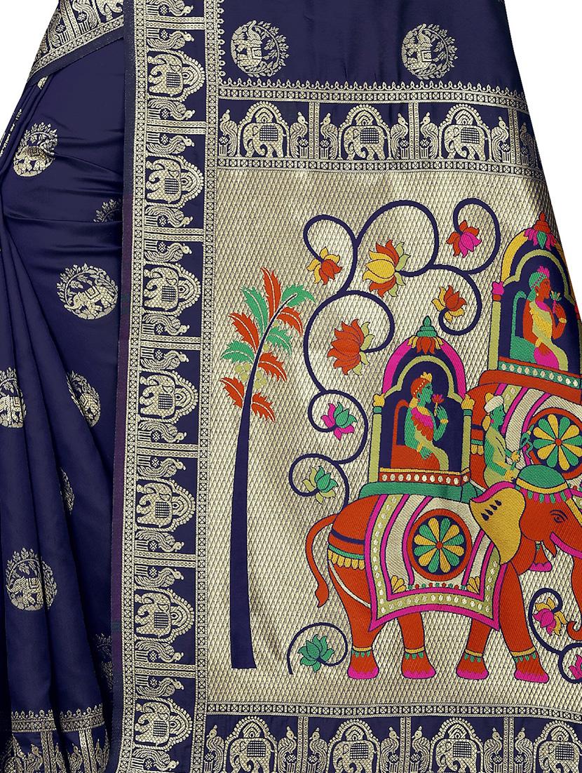 jacquard banarasi saree with blouse - 17690709 - Standard Image - 3