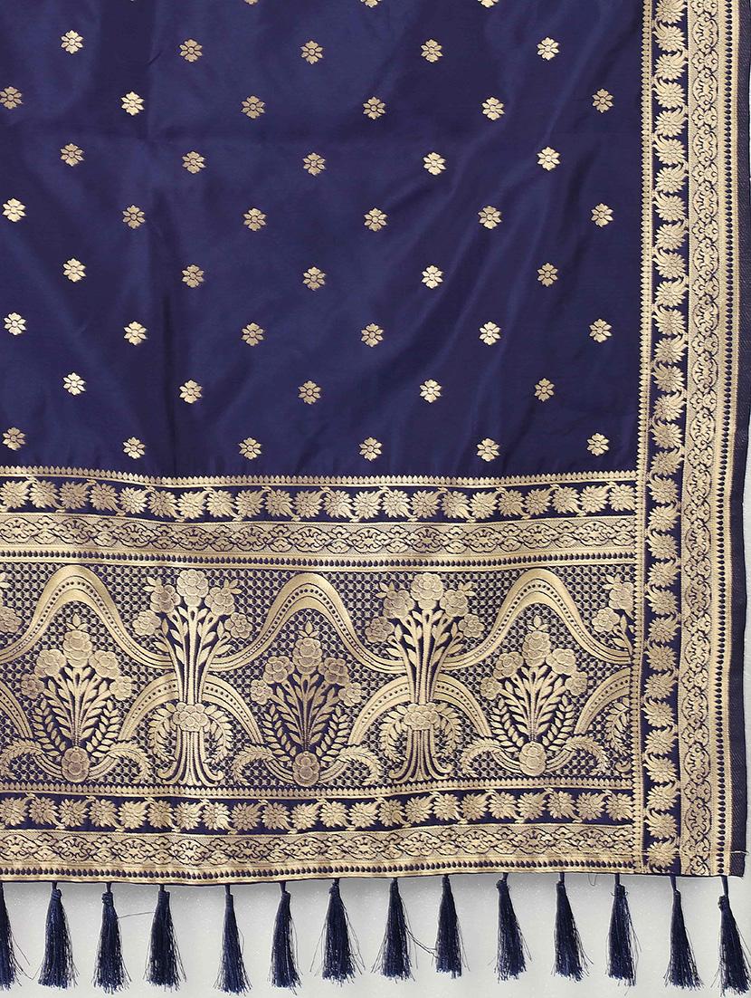 navy silk dupatta - 17690746 - Standard Image - 3