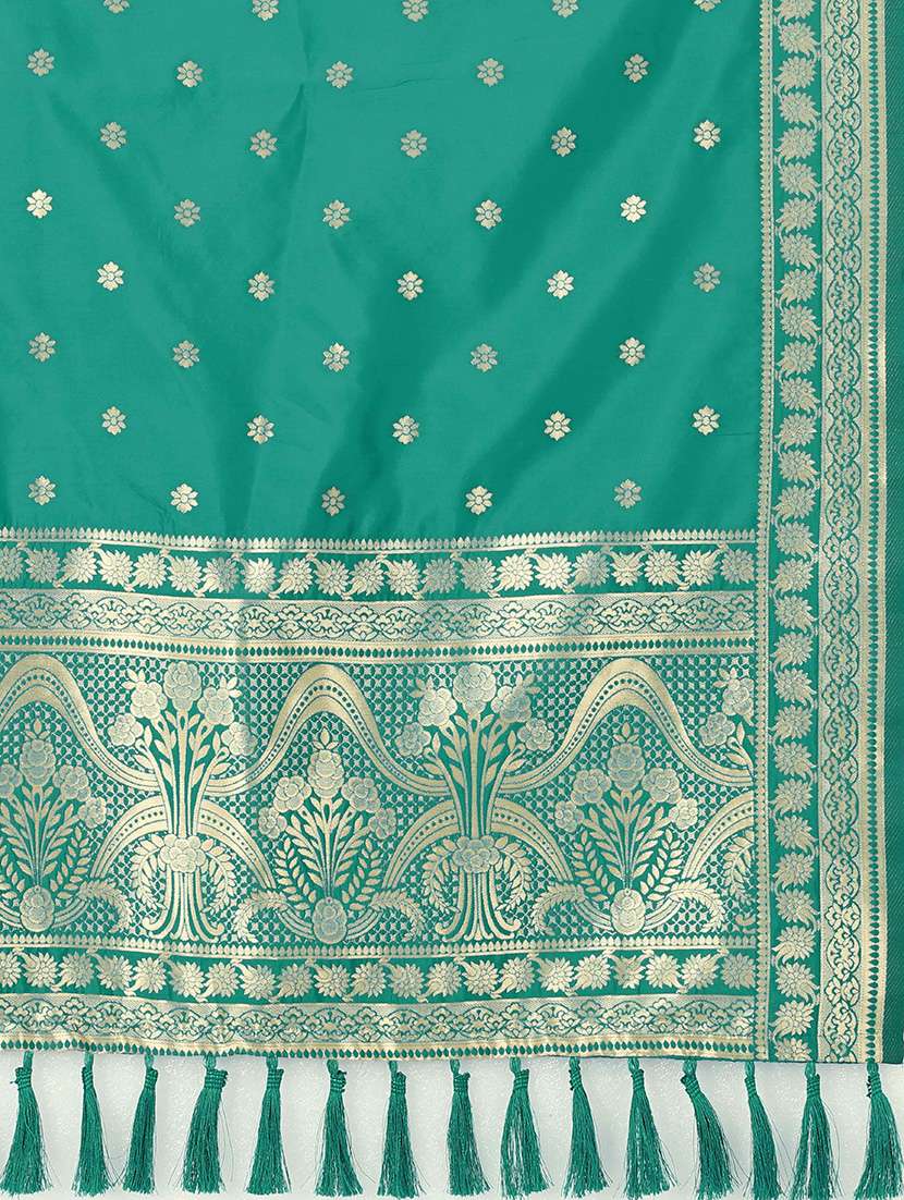 green silk dupatta - 17690748 - Standard Image - 3