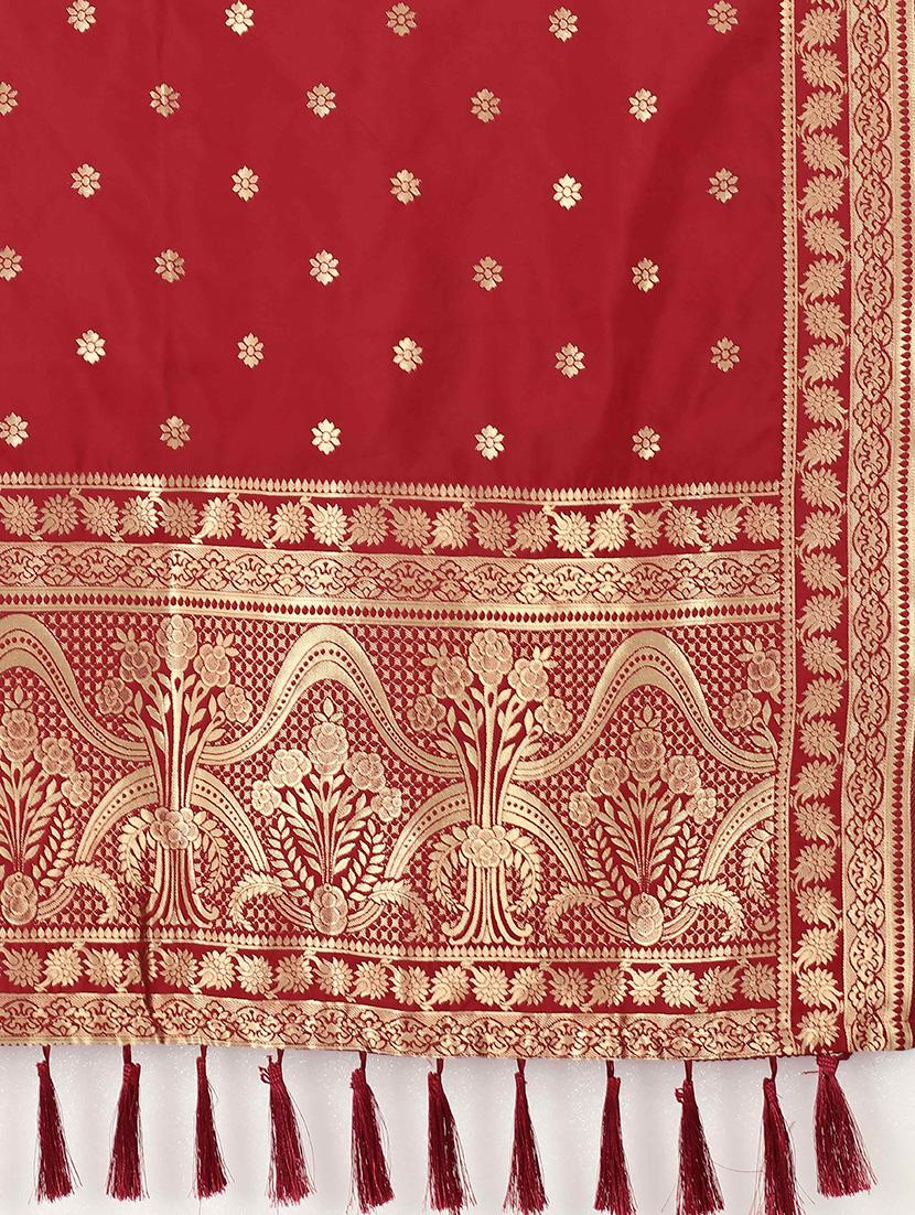 red silk dupatta - 17690750 - Standard Image - 3