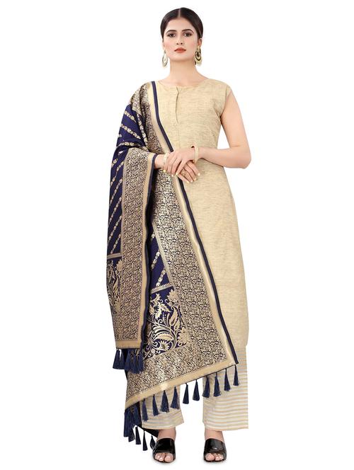 navy silk dupatta - 17690753 - Standard Image - 0