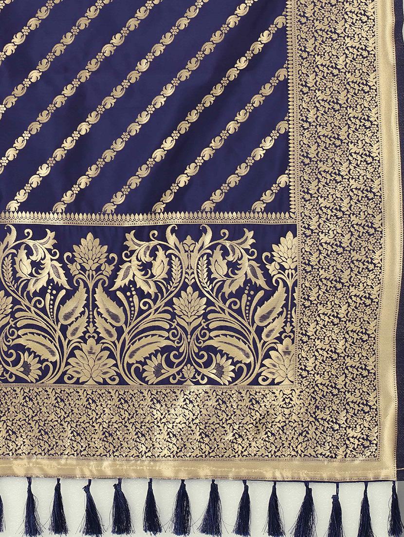 navy silk dupatta - 17690753 - Standard Image - 3