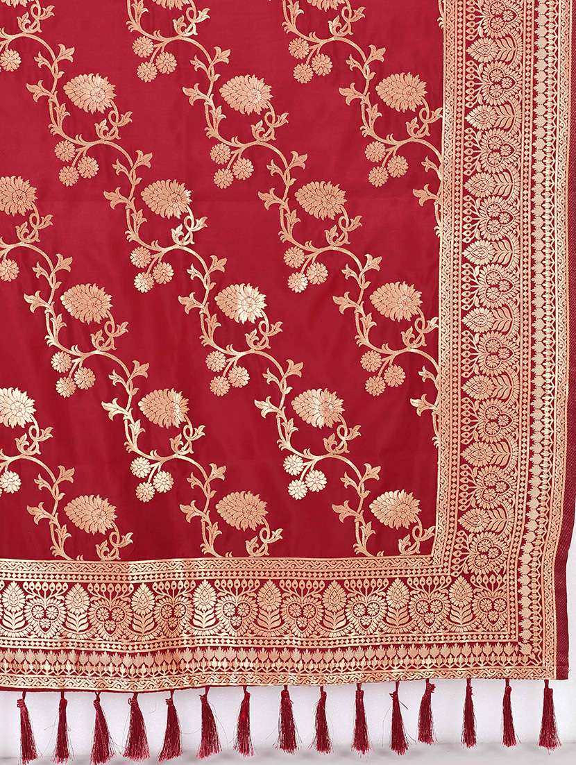 red silk dupatta - 17690764 -  Standard Image - 3