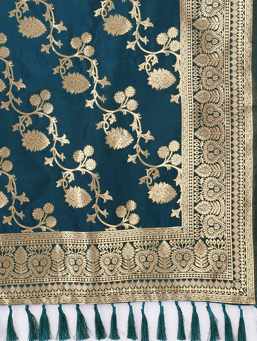 teal banarasi dupatta - 17690765 -  Standard Image - 3