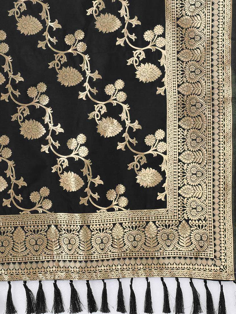 black silk dupatta - 17690766 -  Standard Image - 3