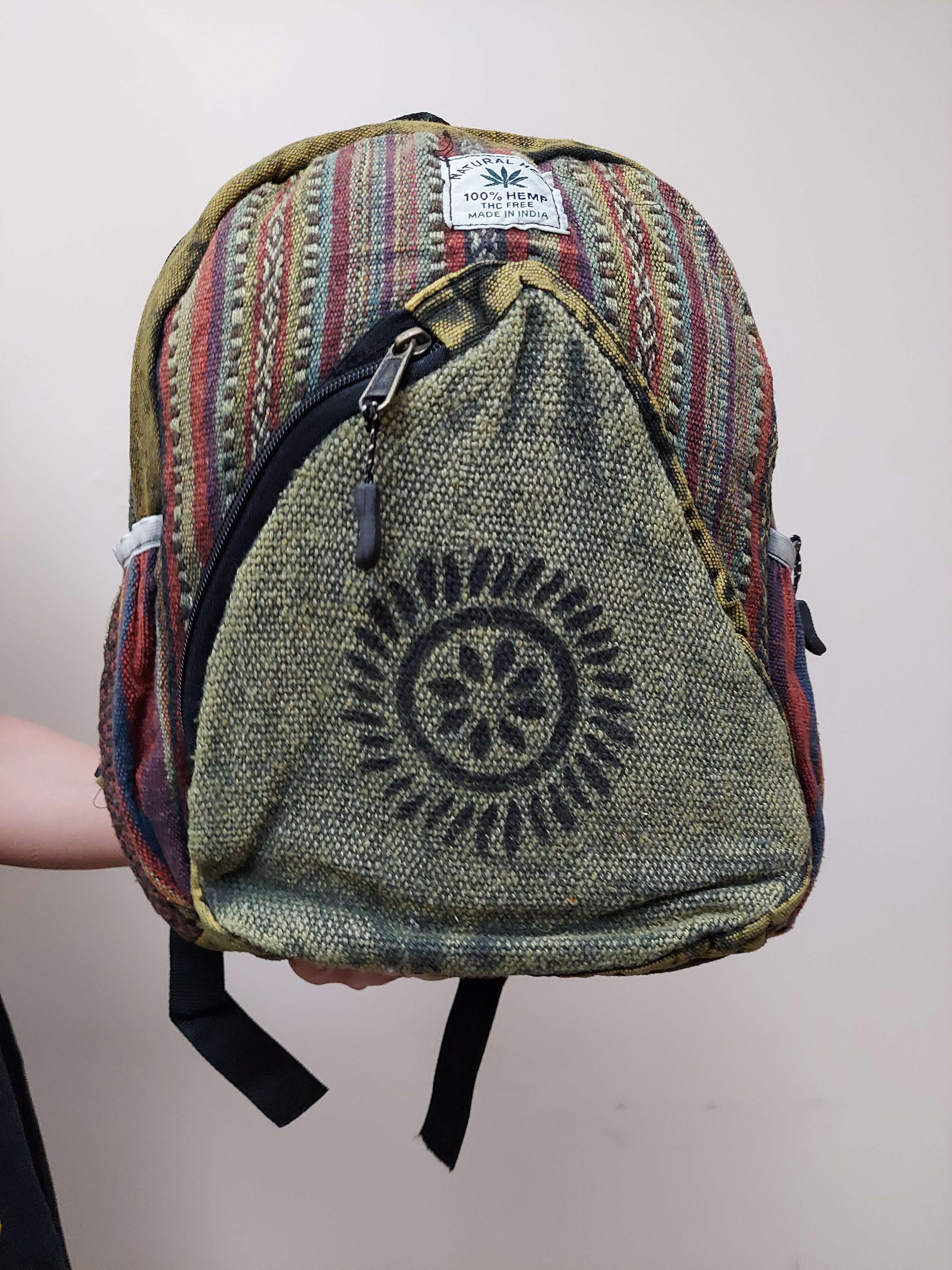 women casual jute backpack 
