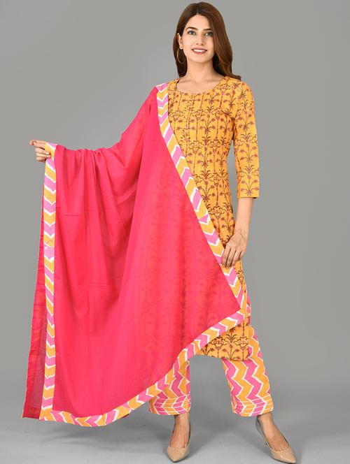 yellow cotton suit set - 17691723 - Standard Image - 0