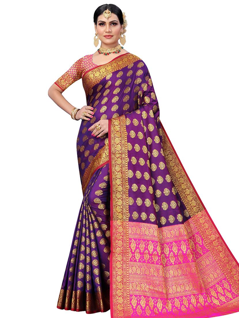 jacquard kanjivaram saree with blouse - 17691817 -  Zoom Image - 0