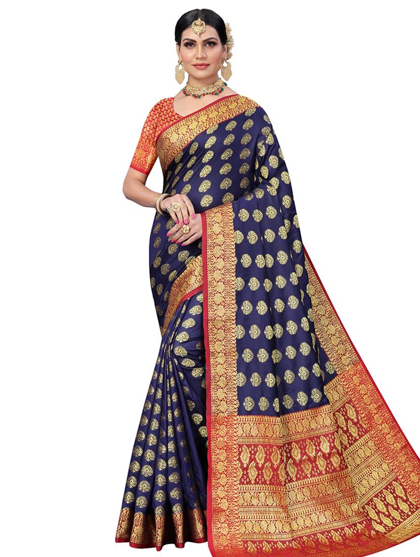 jacquard kanjivaram saree with blouse - 17691820 - Zoom Image - 0