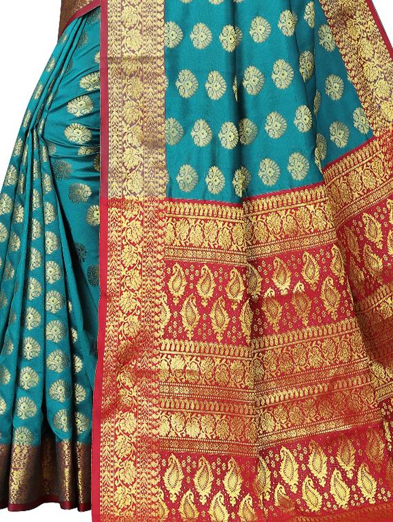jacquard kanjivaram saree with blouse - 17691822 - Standard Image - 3