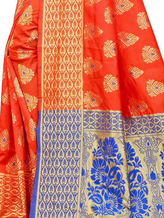 jacquard banarasi saree with blouse - 17691827 - Standard Image - 3