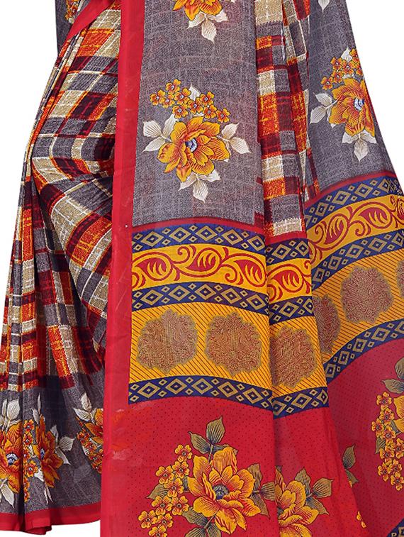 floral printed saree with blouse - 17691836 - Standard Image - 3