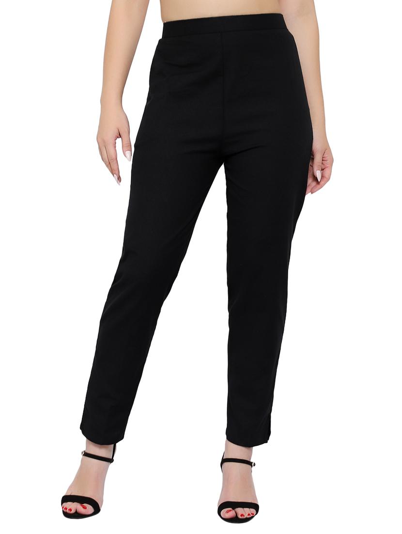 women solid high rise cigarette pant