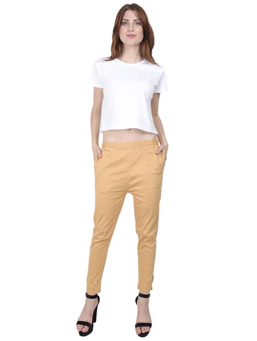 women solid mid rise cigarette pant - 17691855 -  Standard Image - 3