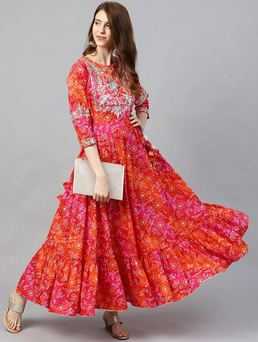 bandhani long dress