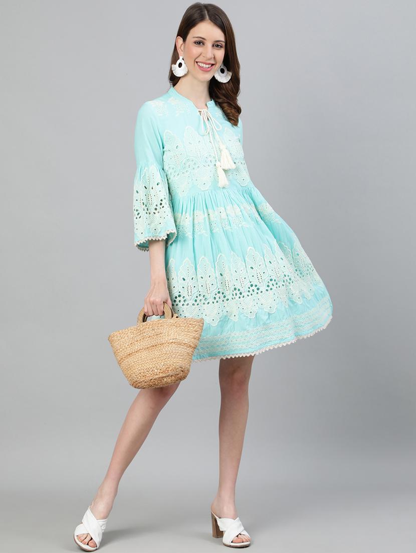 bell sleeves embroidered dress - 17692085 - Standard Image - 3