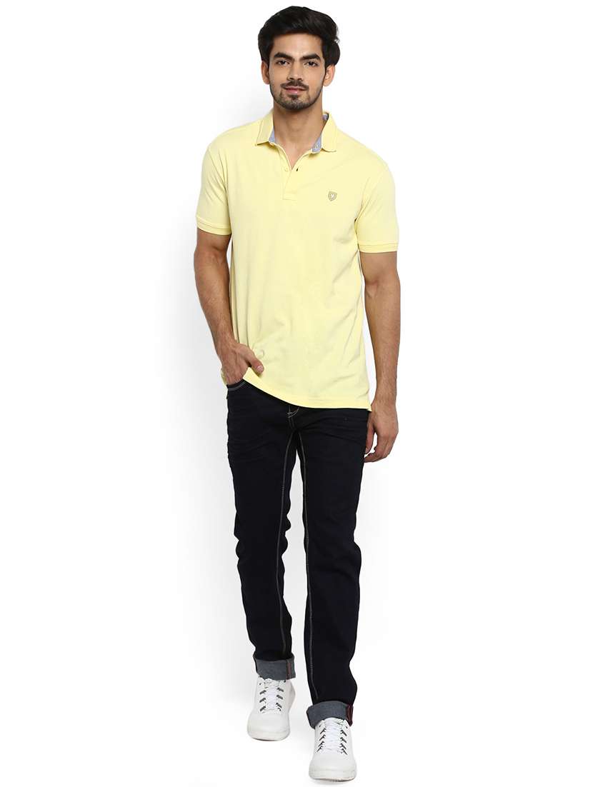 yellow solid polo t-shirt - 17692211 - Standard Image - 3