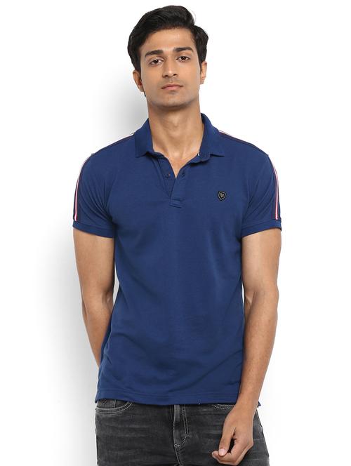 navy-blue solid polo t-shirt - 17692212 - Standard Image - 0