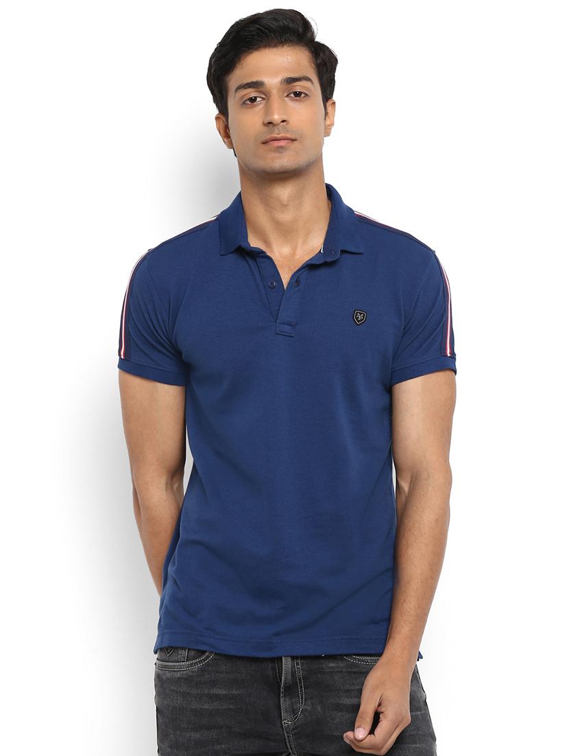 navy-blue solid polo t-shirt - 17692212 - Zoom Image - 0