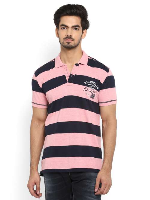 pink striped polo t-shirt - 17692215 - Standard Image - 0