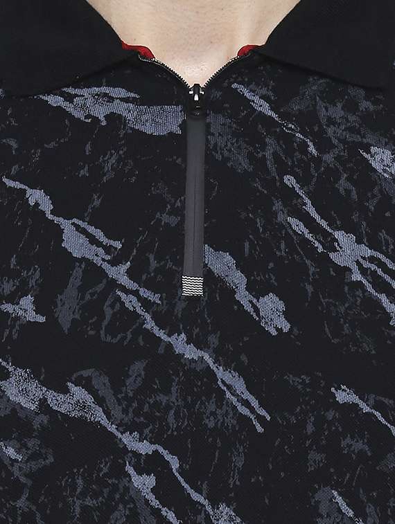 black printed polo t-shirt - 17692245 - Standard Image - 3