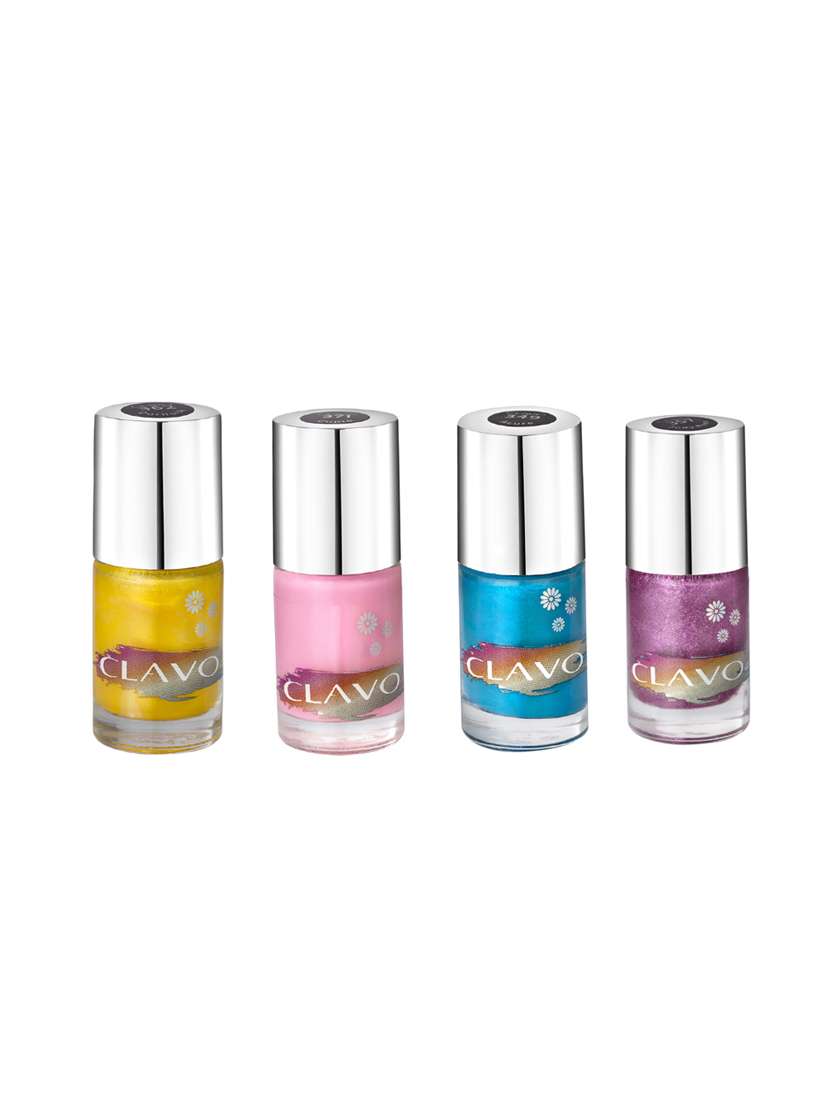 clavo fiery frost mini nail polish - combo of 4 - azure, judy rose, cornsilk ,cupid