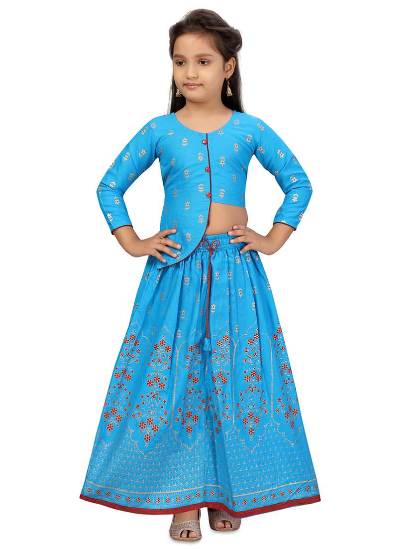 blue cotton lehenga choli