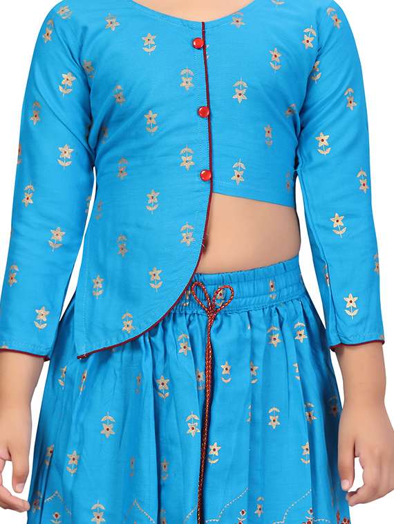 blue cotton lehenga choli - 17693247 -  Standard Image - 3