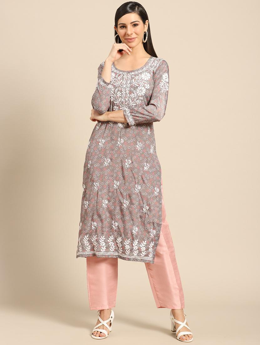 chikankari straight kurta - 17693293 - Zoom Image - 0