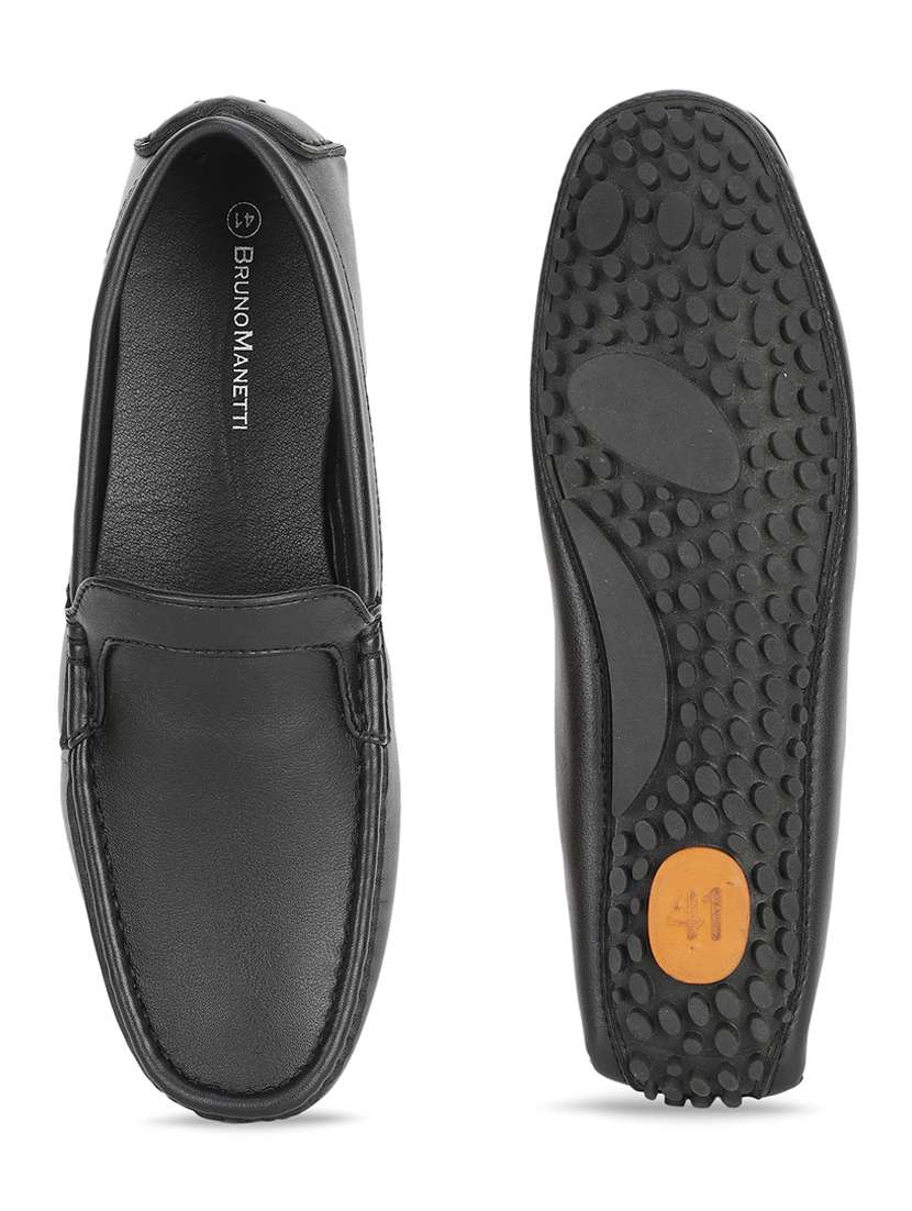 black pu slip on loafers - 17693854 - Standard Image - 3