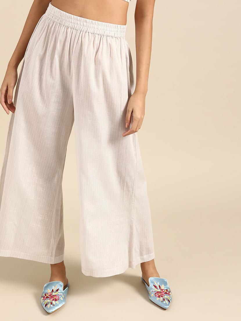 offwhite solid straight palazzo - 17694523 - Zoom Image - 0